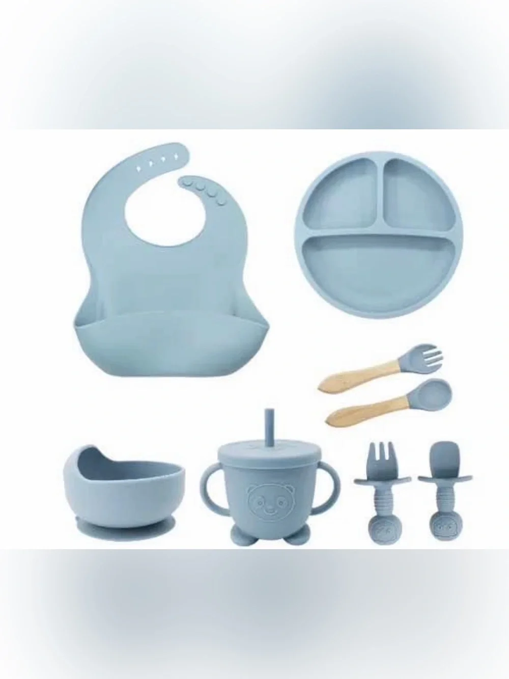 Silicone Baby Feeding Set in Blue, Pink, Grey colors- Complete Kids Accessories